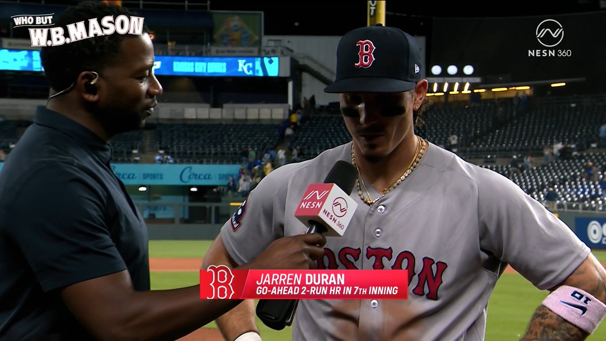 "Honestly I’m just happy for the triple, 'cause you know I was getting roasted by everybody that Willson and Masa both had a triple here and I didn’t so it’s just good to get that one off of the books." 🤣 Jarren Duran was back with Jahmai Webster after the Red Sox sweep 🧹 🎙️ Presented by W.B. Mason Co.