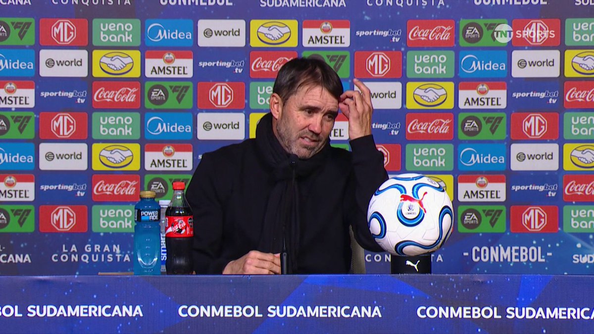 "NO VOY A CONTAR" 😅 Eduardo Coudet habló tras el empate de River ante Bragantino y dejó una divertida respuesta de cara a la final. #Sudamericana