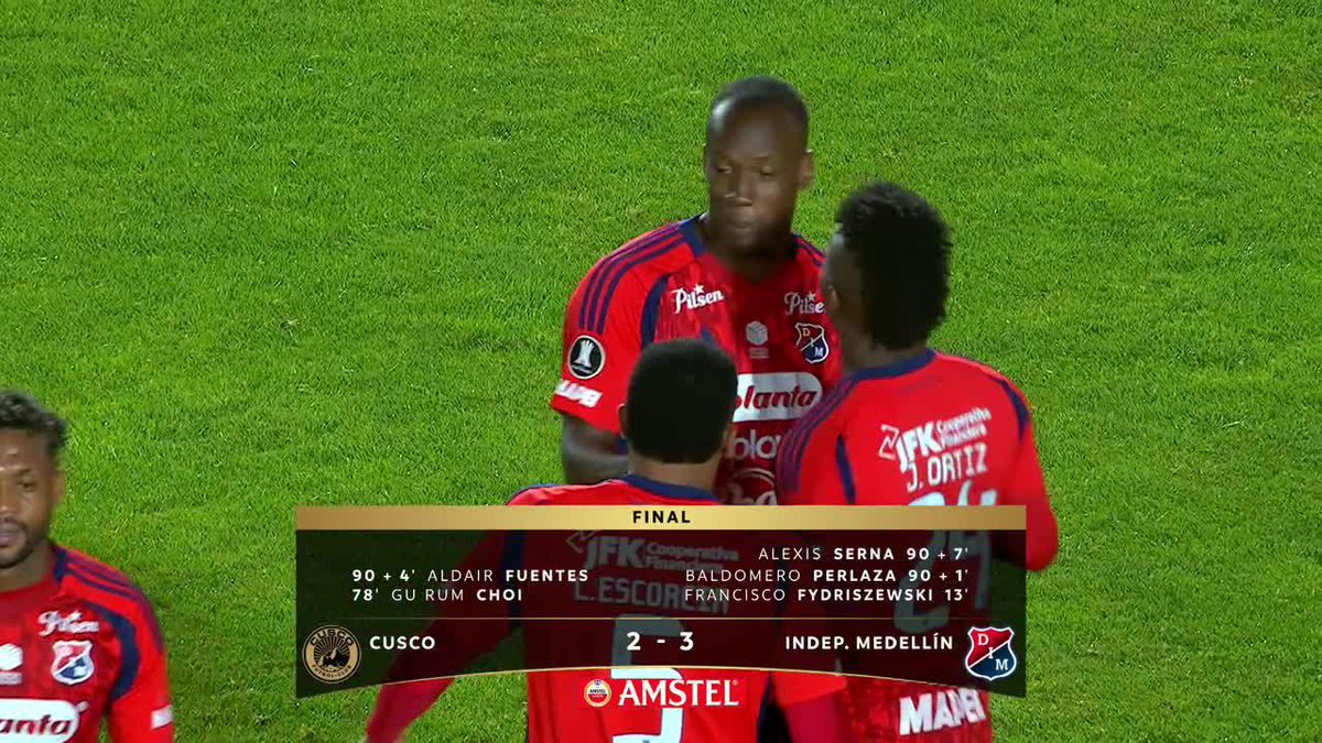 INDEPENDIENTE MEDELLÍN LE GANÓ A CUSCO SOBRE LA HORA Y QUEDÓ SEGUNDO EN SU GRUPO. 🔥🇨🇴 Hubo tres goles en el tiempo adicional, una completa locura. Se va a jugar la clasificación contra Estudiantes de La Plata.