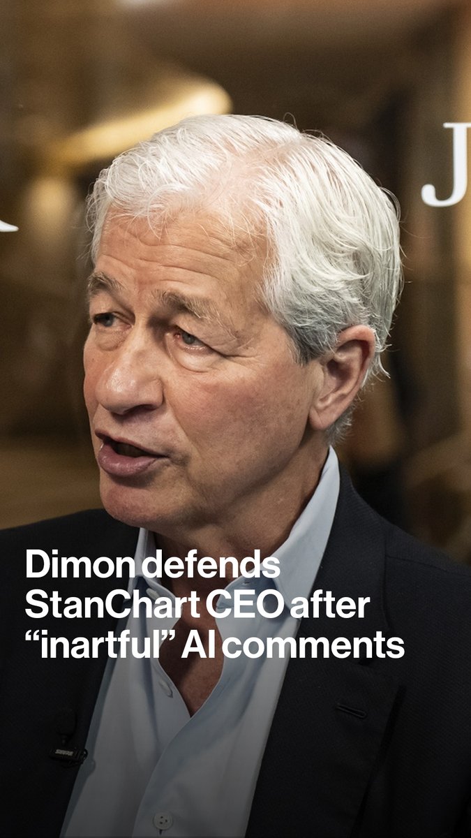 "It was an inartful way to say something." JPMorgan's Jamie Dimon addresses the backlash over Standard Chartered CEO Bill Winters' remarks on AI replacing "lower-value human capital," saying that AI will affect all jobs. More here: