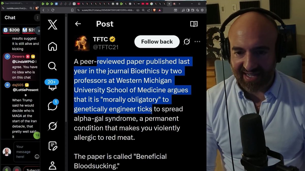 I find it kinda interesting UNC Chapel Hill (same place involved in Covid) is one of the big centers working on alpha gal syndrome (red meat allergy) coming from lone star ticks. Might be nothing, just noting it as a hmm