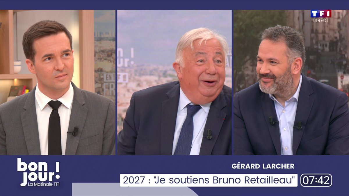 🔴 Présidentielle 2027 : "Je soutiens Bruno Retailleau, j’ai également des contacts avec G.Attal et E.Philippe. À l’automne, nous verrons où nous en serons. La droite et le centre devront avoir un seul candidat", exprime Gérard Larcher 📺 Adrien Gindre #BonjourLaMatinaleTF1