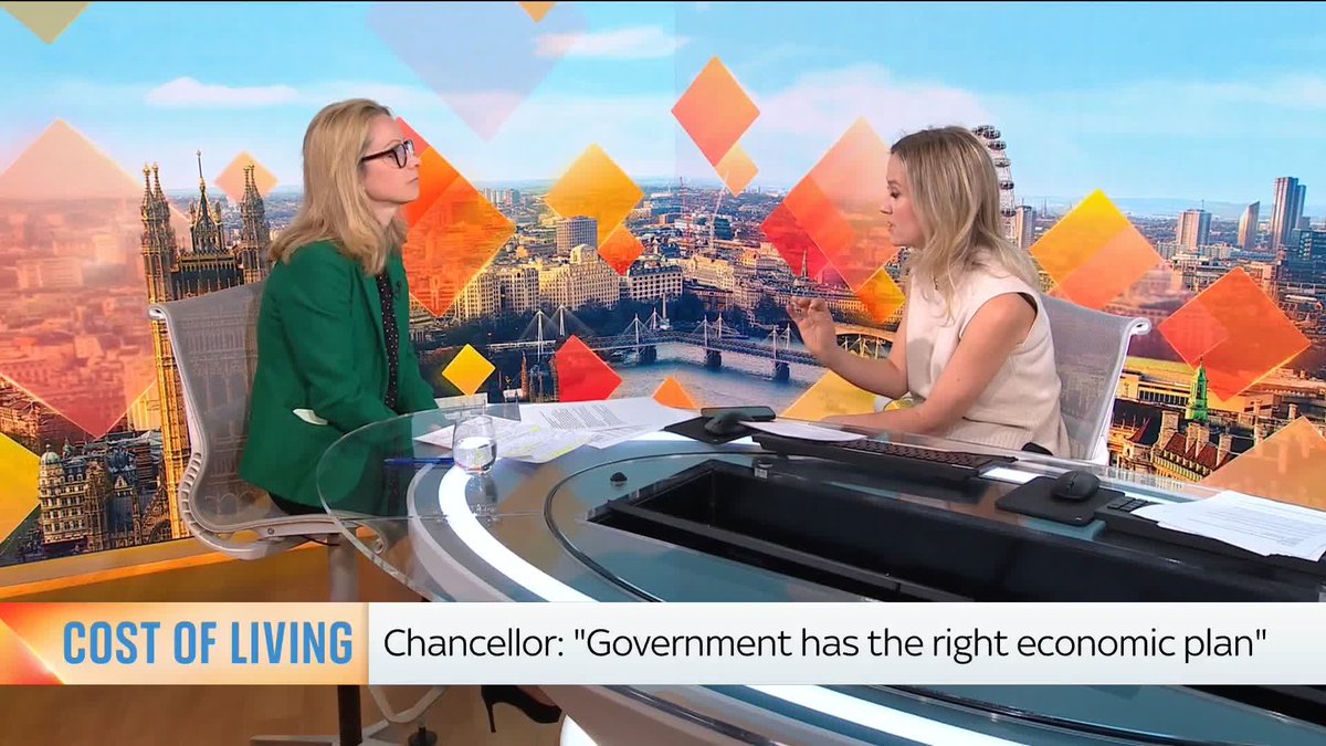 'Your announcement doesn't mention help with energy costs - are the days of universal energy help that isn't means-tested, over?' - Sophy Ridge 'Chancellor isn't going to rush to any universal action; she is monitoring the situation internationally' - Lucy Rigby KC MP