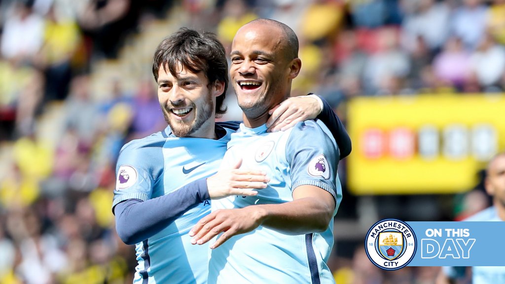 #OnThisDay: Watford 0-5 #ManCity [2017] ⚽️ [5'] Vincent Kompany ⚽️ [23', 36'] Sergio Kun Aguero ⚽️ [41'] Fernandinho ⚽️ [58'] Gabriel Jesus
