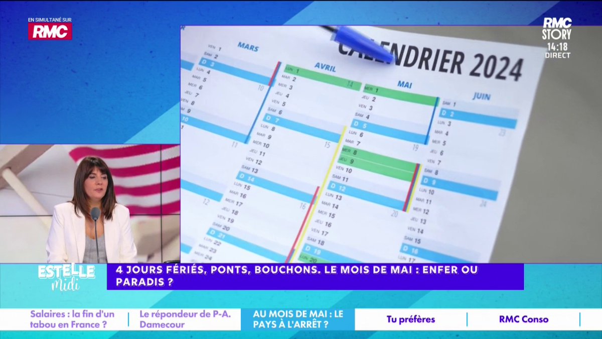 🤔 4 ponts au mois de mai : enfer ou paradis ? Guillaume au 3216 : "J’ai l’impression qu’en France, il n’y a pas deux mois de grandes vacances mais trois. On est déjà dans une situation économique catastrophique. Il ne faut pas s’étonner de ne plus être compétitif" #EstelleMidi