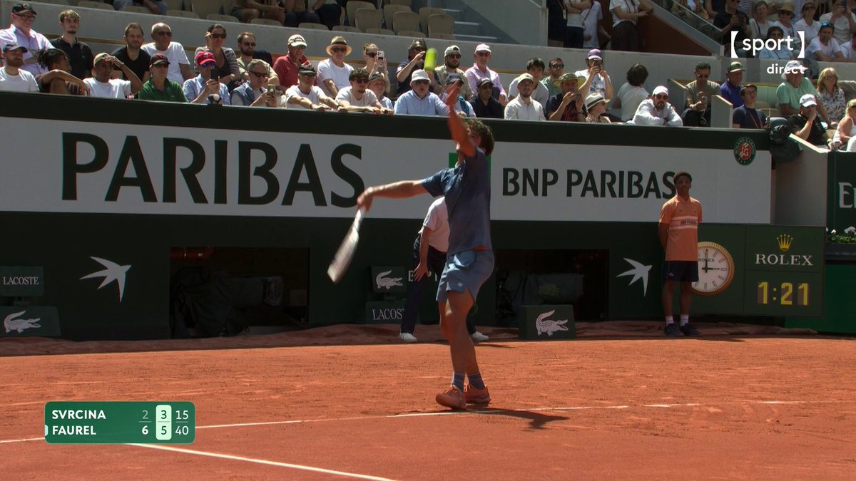 FAUREL VA JOUER SON PREMIER TABLEAU PRINCIPAL EN GRAND CHELEM 🔥🇫🇷 382e mondial, le Français de 20 ans Thomas Faurel domine la tête de série n°8 Dalibor Svrcina (6-2, 6-3) et se qualifie pour le tableau final de #RolandGarros sans perdre un set. 👏