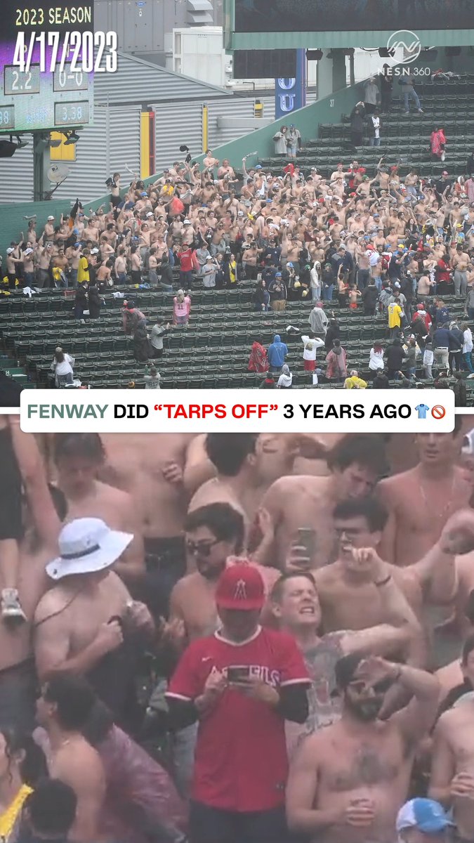 "TARPS OFF" is a trend now? 👕🚫 The Fenway Faithful have been doing it for YEARS 😆