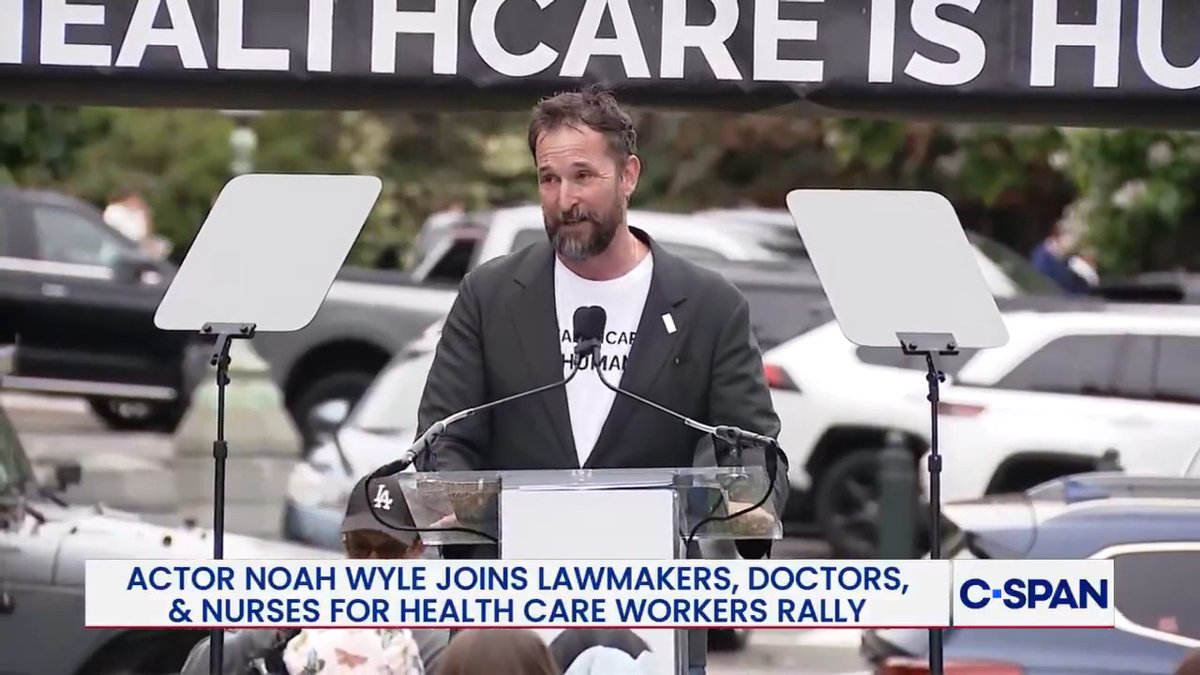 Noah Wyle at Health Care Workers Rally: "Cancer is not partisan. A stroke is not partisan...The healthcare professional who shows up for that patient should not have to beg for basic support from a system that they hold together."