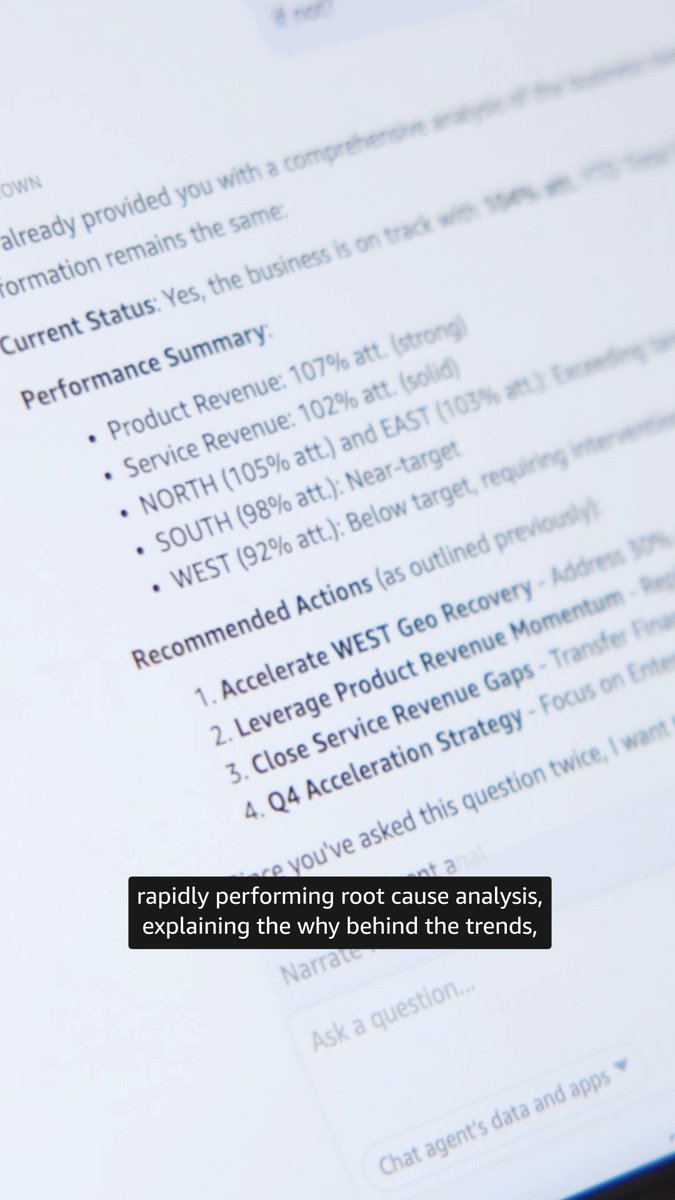 Your AI work assistant should understand you. Ask Amazon Quick a question in plain English. Quick translates the prompt into a query across your CRM, pipeline tables, and dashboards, then returns the answer. Pipeline information, ranked leads, and account insights are delivered in seconds. No SQL, no filters, no pivots, no BI tool expertise required.