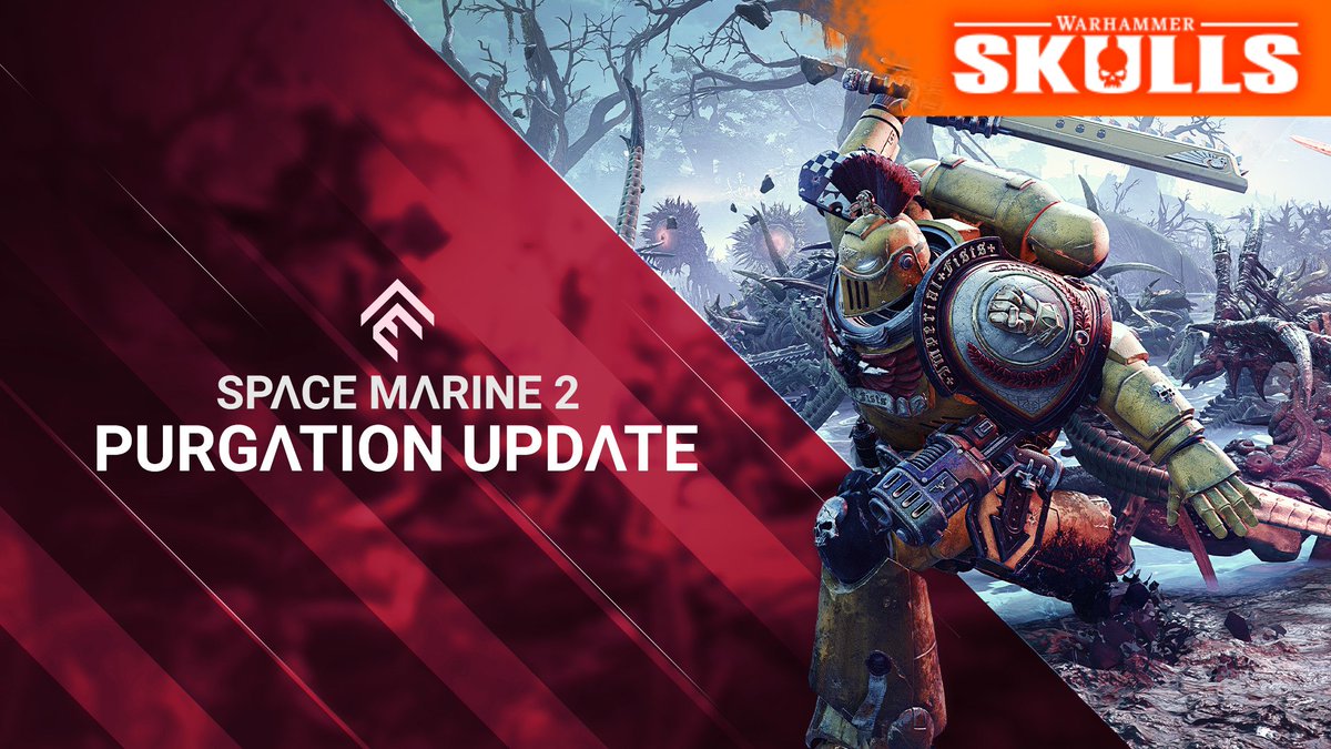 Revealed during #WarhammerSkulls — the Purgation Update is live on #SpaceMarine2 🔥 ⚔️New PvE Operation ✊Iron Hands Chapter Pack (DLC) 🩸Siege Mode Update 📈New Ordeals &amp; Wargear Sharing 🔗Perks loadout 💥Practice Arena Play now: