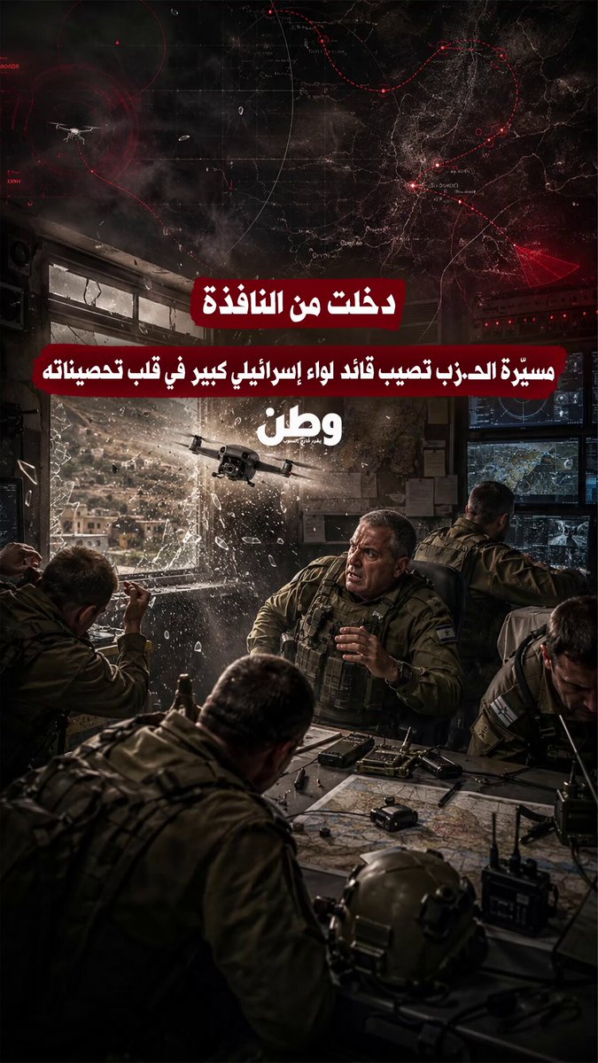''دخلت من النافذة''.. هكذا وصلت "مُسيّرة" حزب الله إلى قائد اللواء 401 الإسرائيلي داخل مبنى محصّن في جنوب #لبنان ! صدمة داخل إسرائيل بعد إصابة قائد أحد أهم ألوية المدرعات بجروح خطيرة.. وسط حديث عن فشل أمني كبير. عجزٌ واضح أمام "المسيّرات الجديدة" التي قلبت موازين الحرب.. فلم تعد الجدران ولا التحصينات كافية للحماية !!