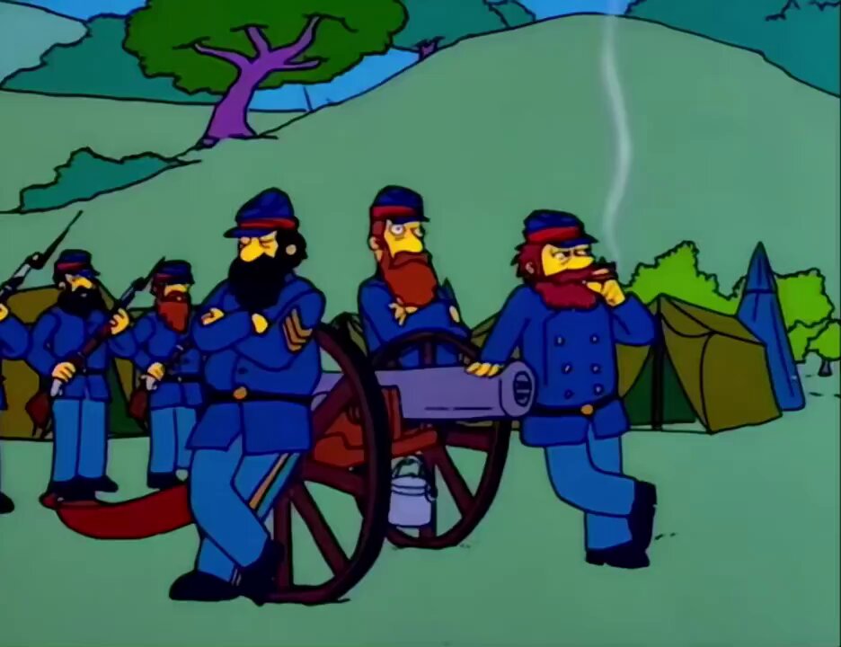 On May 21, 1864,the men of the Ninth Bearded infantry were sunning and fluffing their beards in the sun. Suddenly, enemy troops crested that hill over there…