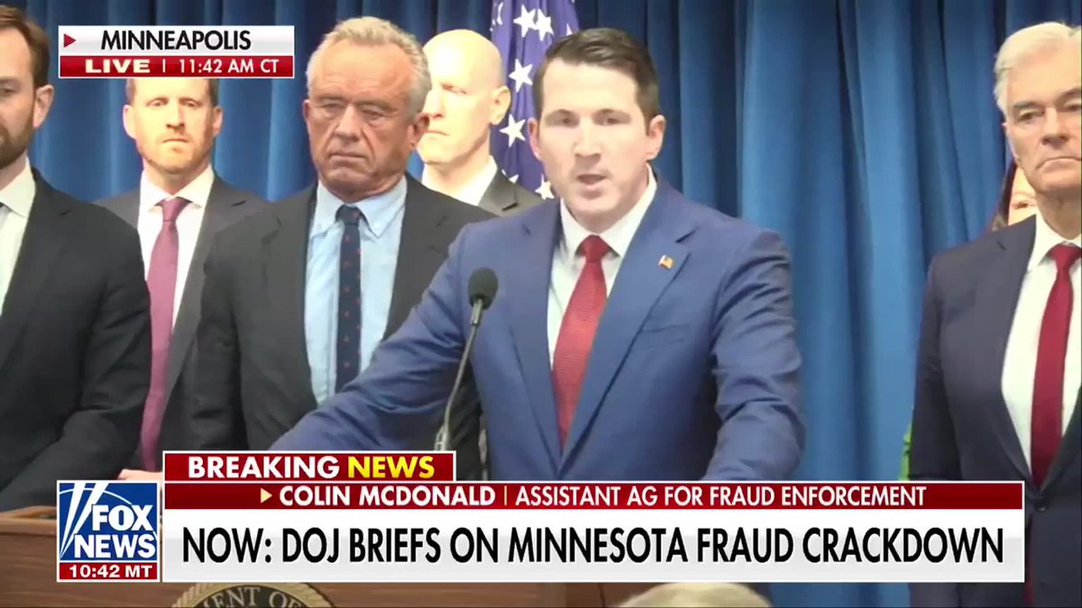 BREAKING: Assistant Attorney General Colin McDonald announces criminal charges against 15 defendants in Minnesota for executing massive fraud schemes targeting over $90 million in taxpayer funds. “This is not the end of the beginning of our work in Minnesota, This is the beginning of our work in Minnesota.”