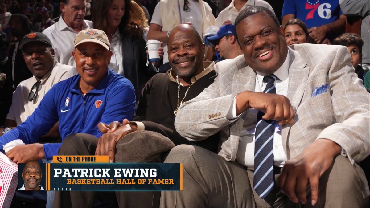 "They've been putting me next to my good friend John Starks, but I might have to move – he's just too fired up! I keep telling him, John, you're gonna get us a tech, you keep trying to get onto the floor!" 🤣 – Patrick Ewing on sitting courtside with John Starks