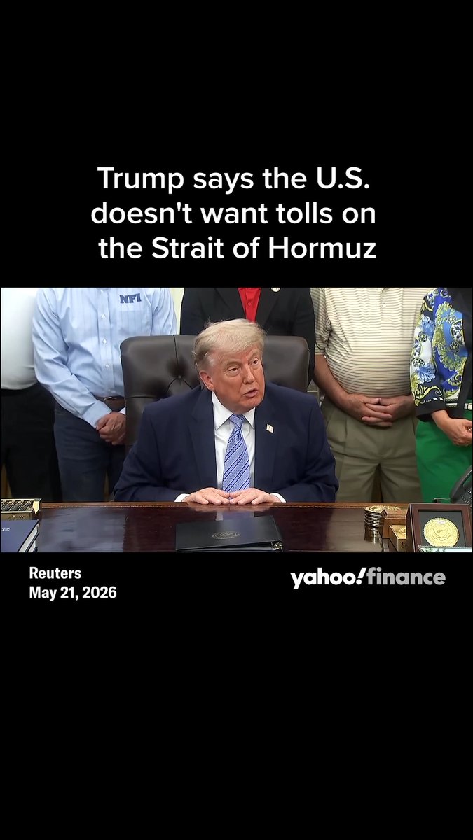 Trump says the U.S. doesn't want tolls on the Strait of Hormuz.