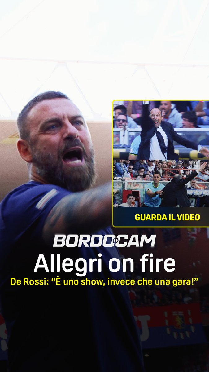 Vittoria Milan, 𝒂𝒍𝒕𝒂𝒍𝒆𝒏𝒂 𝒅'𝒆𝒎𝒐𝒛𝒊𝒐𝒏𝒊 🎡 Allegri 𝙨𝙗𝙞𝙧𝙘𝙞𝙖 𝙨𝙤𝙡𝙤 il rigore 🫣 Poi entra in campo, De Rossi: "𝑬' 𝒖𝒏𝒐 𝒔𝒉𝒐𝒘, 𝒏𝒐𝒏 𝒖𝒏𝒂 𝒑𝒂𝒓𝒕𝒊𝒕𝒂!" 🍿💥 🎤 @davidebernardi6 BordoCam 𝙕𝙤𝙣𝙖 𝘾𝙝𝙖𝙢𝙥𝙞𝙤𝙣𝙨, ora su #DAZN! 📲 #Allegri