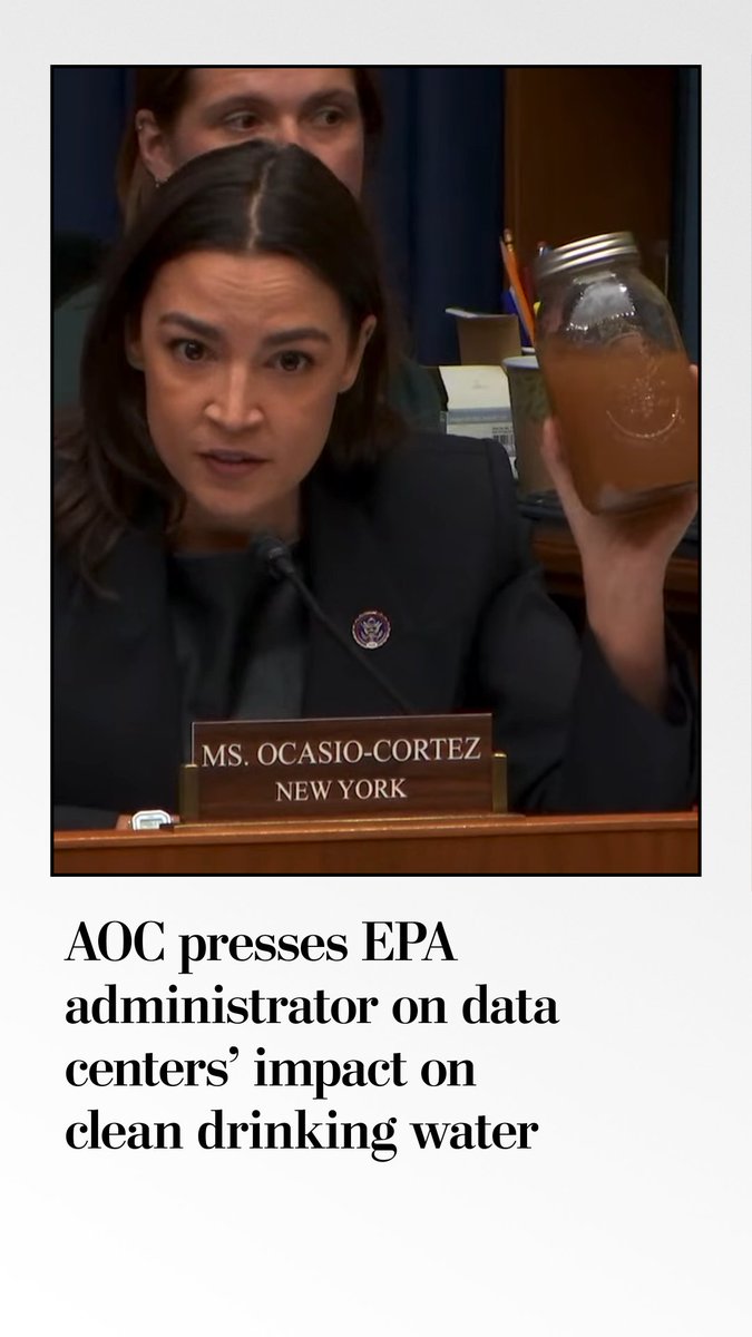 Rep. Alexandria Ocasio-Cortez (D-New York) questioned the EPA's Jessica Kramer on data centers' effects on clean drinking water. Majorities of Americans now oppose construction of data centers in their communities, a survey found.