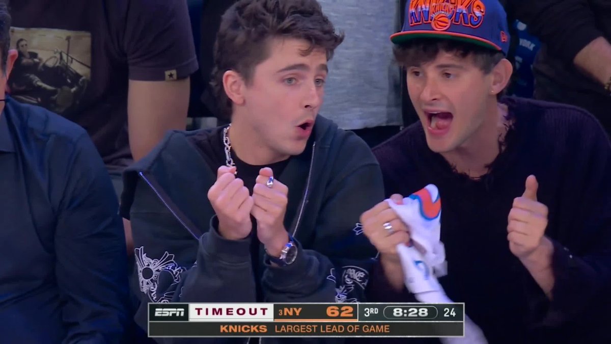 Mikal Bridges with the tough lay and approval from Timothée 😂