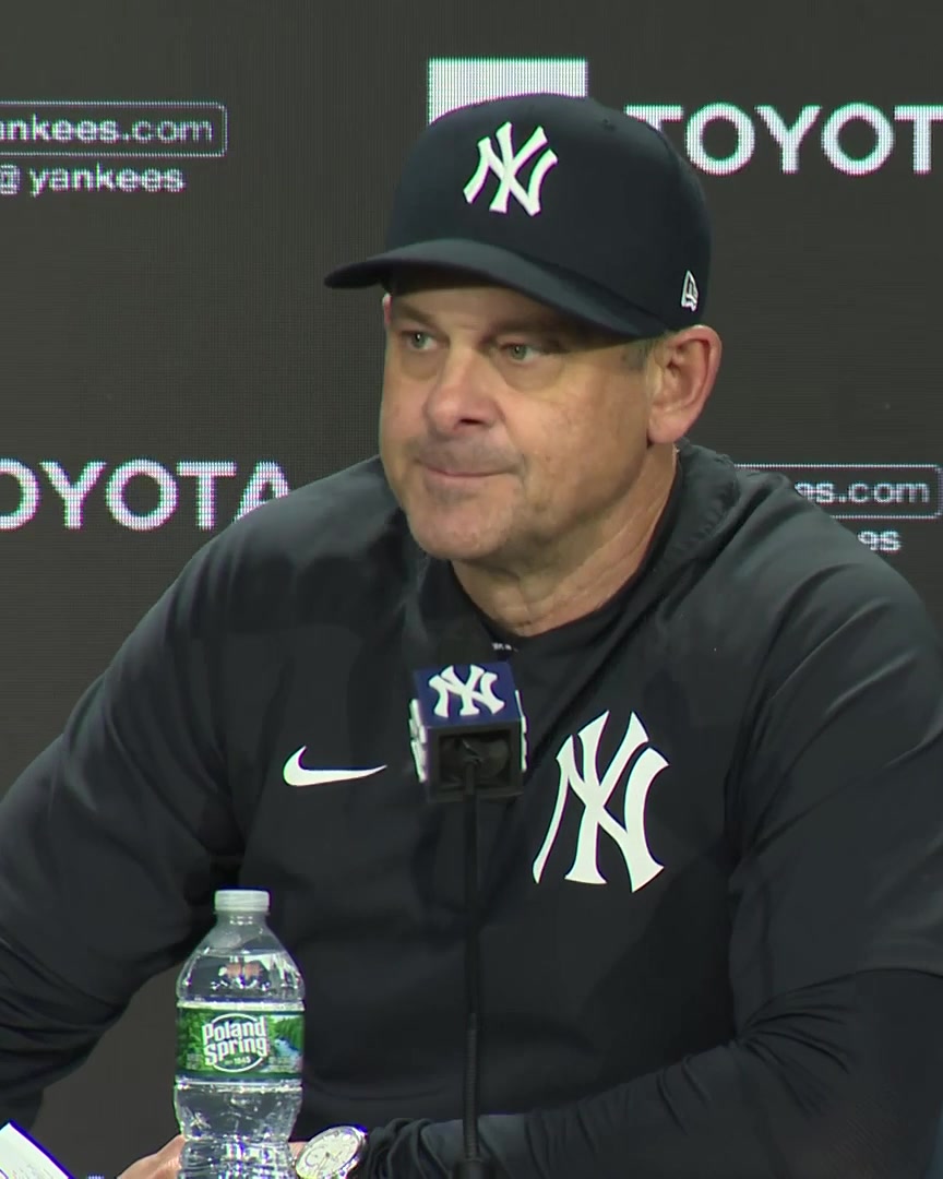 Aaron Boone on the struggles of Aaron Judge at the plate vs. Toronto "Just going through it a little bit right now. Usually that means good things are coming on the other side. He'll get through it and somebody will pay the price real soon"