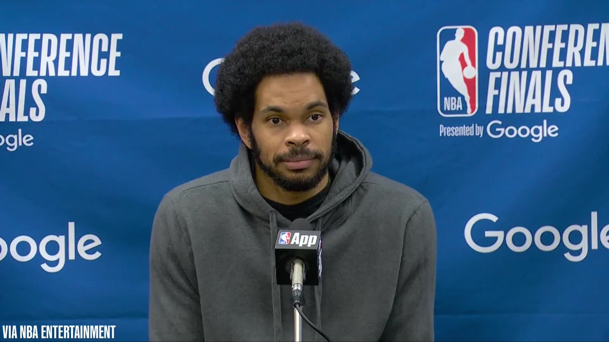 Jarrett Allen on the Cavaliers guarding Josh Hart in Game 2 "He's an NBA player, he's going to make three-pointers. Just have to follow the statistics, have to follow the coach's trust and intuition. Kudos to him for changing the game and having an impact in a different way"