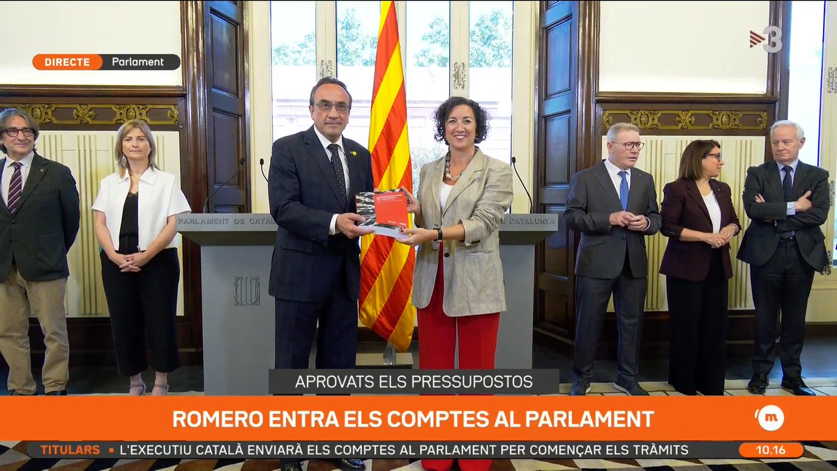 🔴 Els pressupostos arriben al Parlament: la consellera d'Economia, Alícia Romero, entrega el projecte dels comptes al president de la cambra, Josep Rull #Matins3Cat