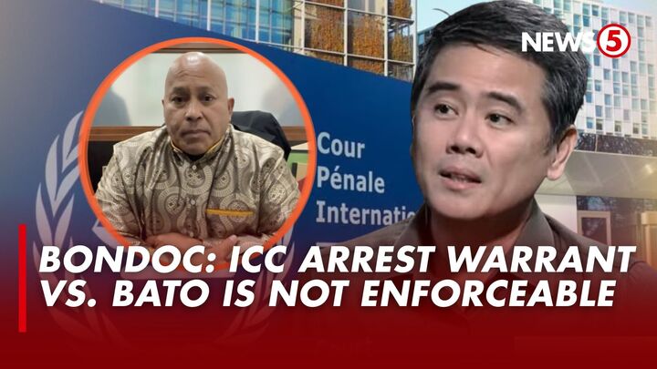 ARREST WARRANT VS. BATO Para kay Atty. Jimmy Bondoc, hindi enforceable ang arrest warrant ng International Criminal Court (ICC) laban kay Sen. Bato dela Rosa. Idiniin din niya na mabigat umanong usapin ang pag-aapply mismo ng gobyerno ng Pilipinas para sa Interpol Red Notice.