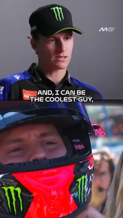 When Fabio puts his helmet on, he turns into a different person and Alex Alex Rins knows it! 😈 #MotoGP