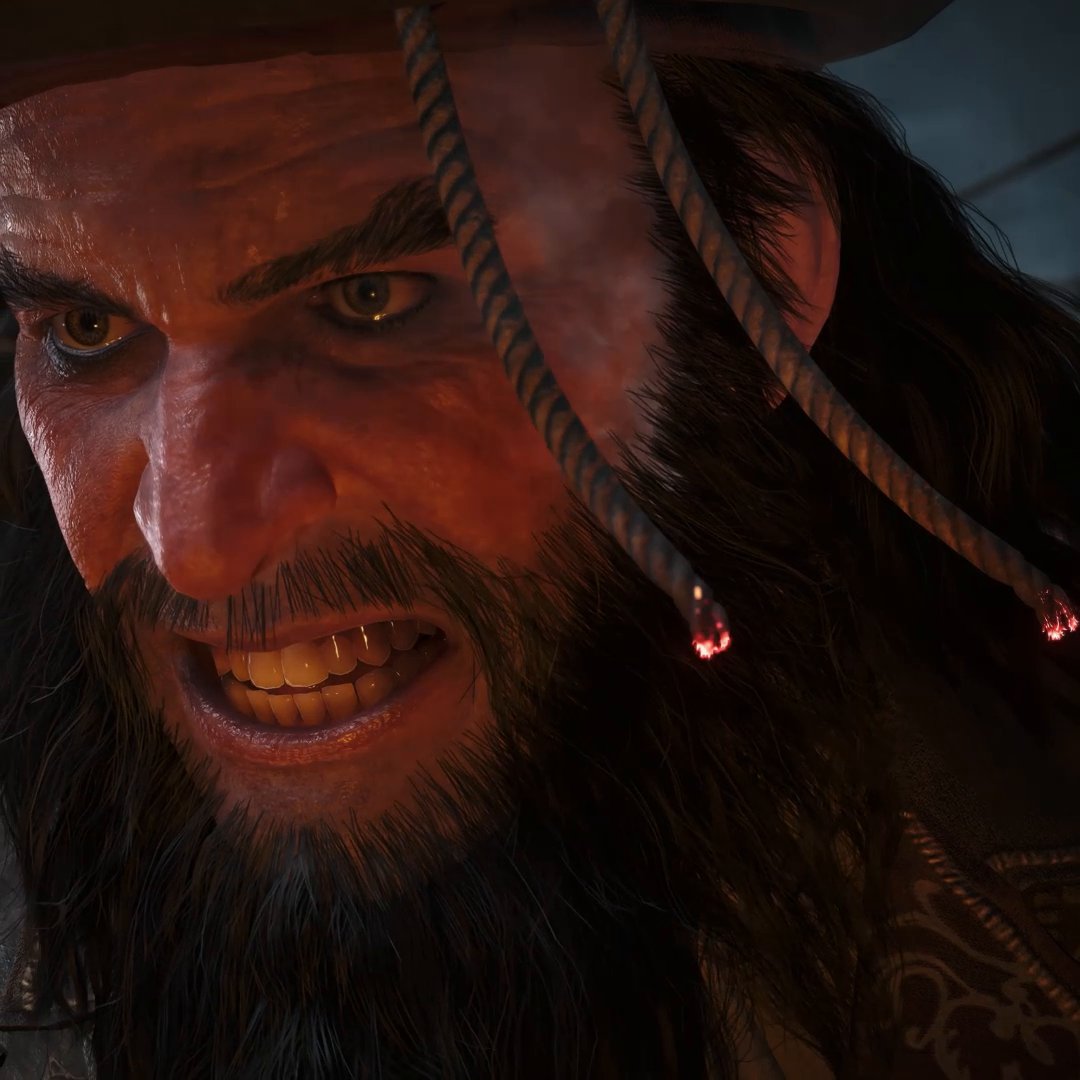 Blackbeard testing out his scary face on Stede Bonnet😨🏴☠️ #assassinscreedblackflagresynced