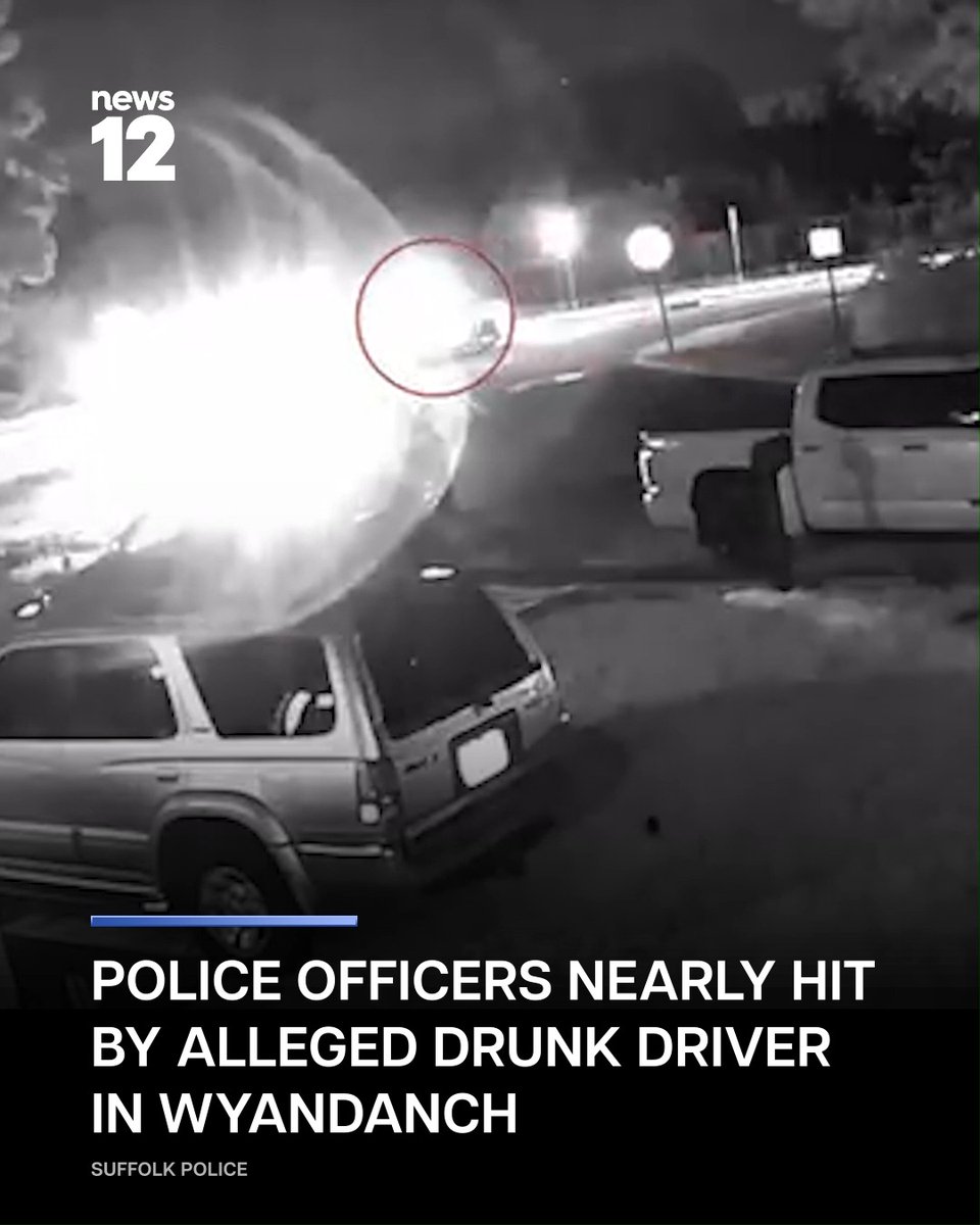 #Suffolk police say the officers were standing with a vehicle pulled over for a traffic stop when they had to jump out of the way. -