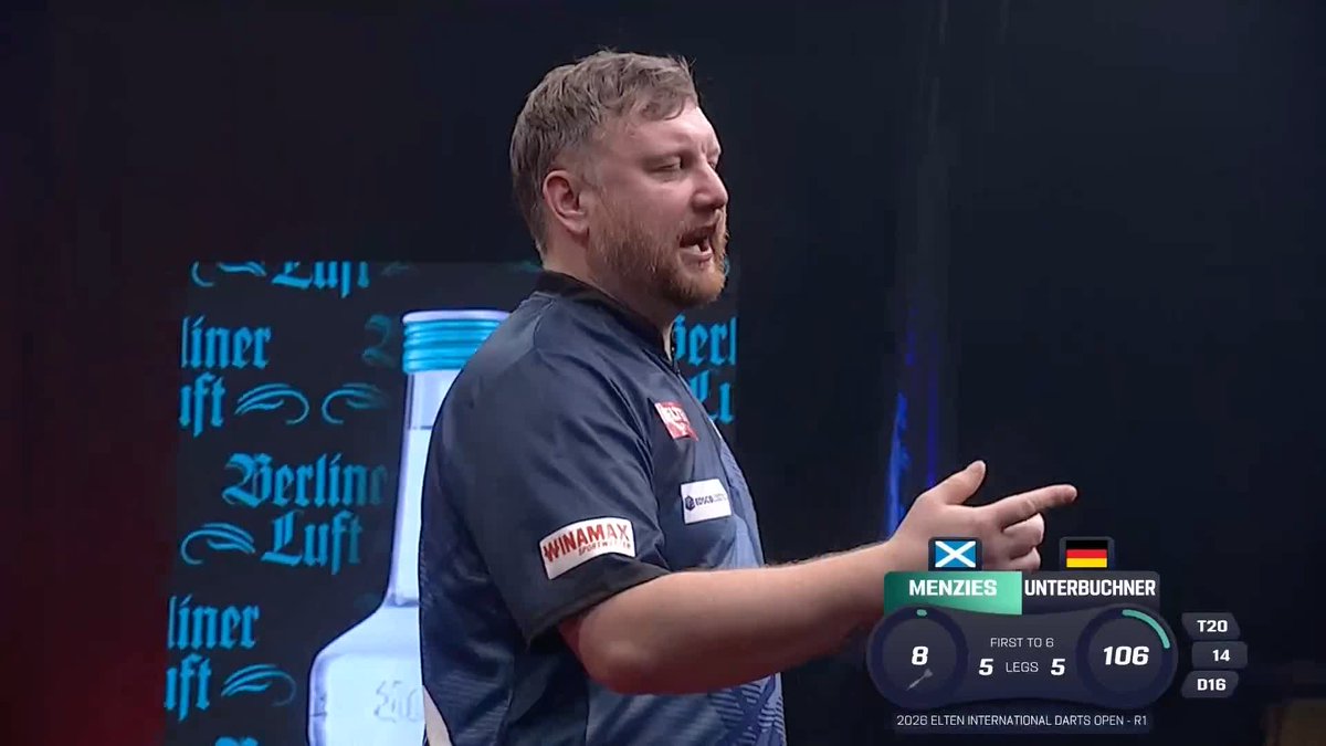 MENZIES WINS THE DECIDER! Well, after a flurry of missed match darts… Cameron Menzies defeats Michael Unterbuchner 6-5 in a tortuous affair, surviving three match darts in the previous leg! 📺 #ET7