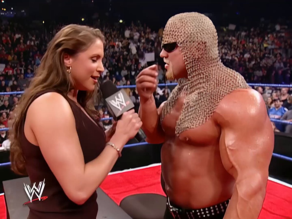 When Scott Steiner grabbed Stephanie McMahon and put her on the table and she nearly broke character