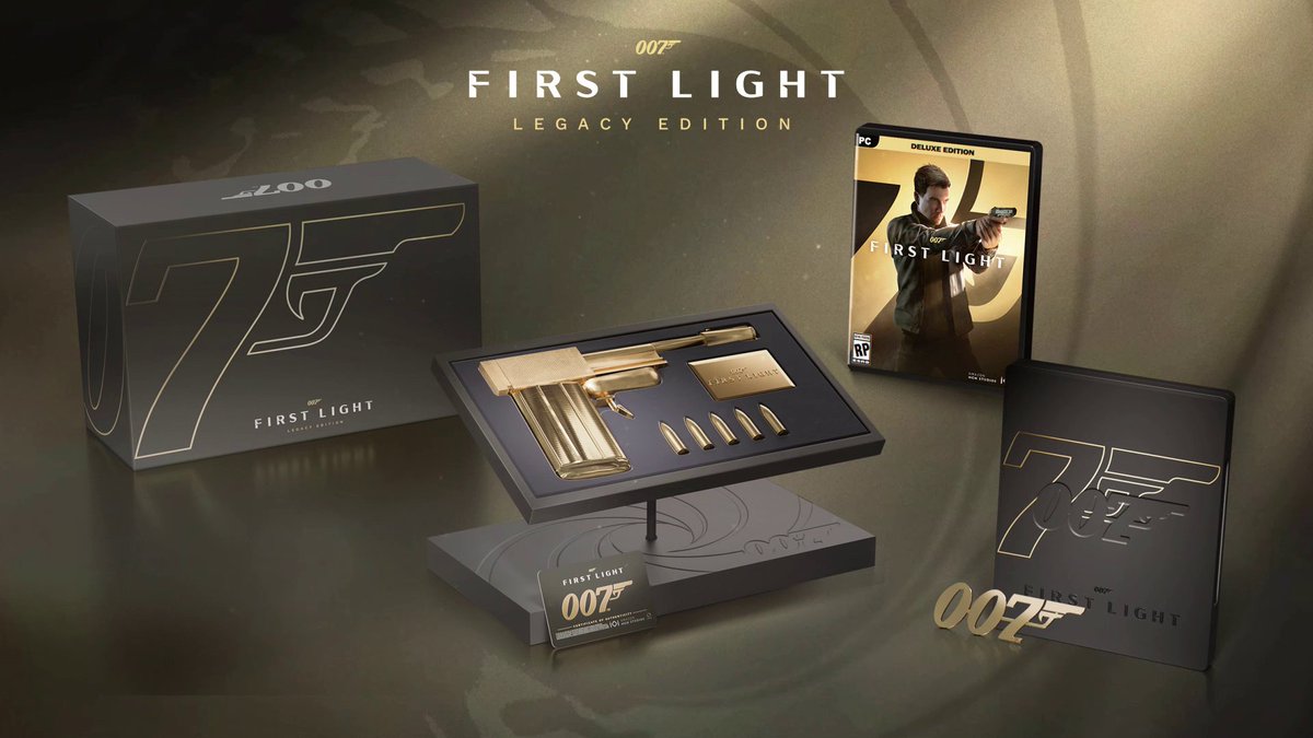 Q Branch opened the vault 🔓 Up for grabs is the 007 First Light Legacy Edition featuring the base game, plus: 🟢 Replica of the Golden Gun 🟢 Deluxe edition content 🟢 Steelcase with magnet 🟢 Golden Gun weapon skin &amp; obsidian gold suit Comment with #007FirstLightRTX below