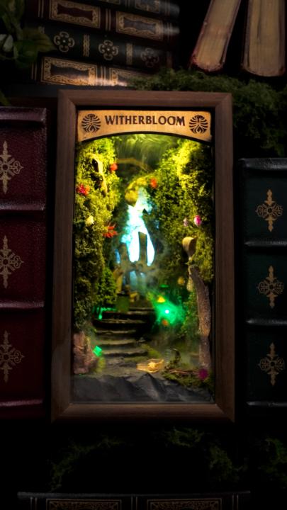 Enter the Witherbloom book nook, where nature blooms... and consumes. #MTGStrixhaven 🎨Book nook by David Miniatures