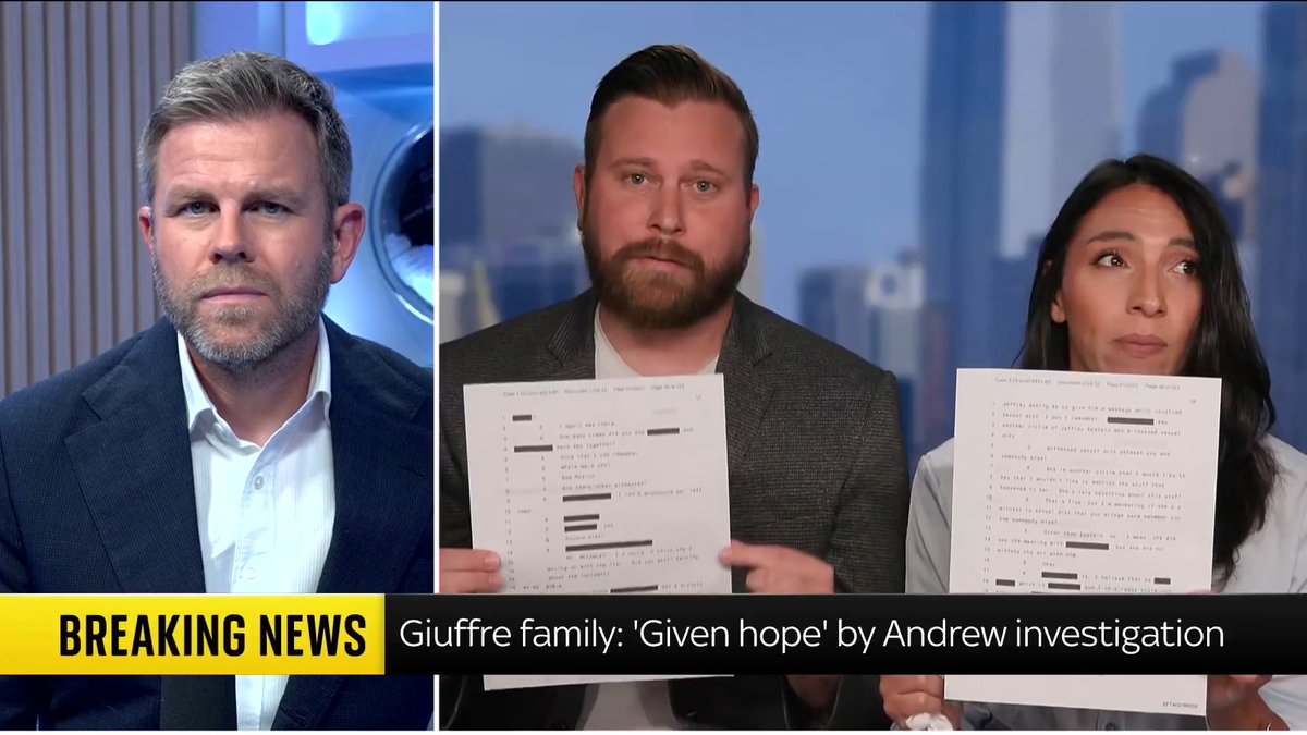 BREAKING: Virginia Giuffre's family has been 'given hope' by the Andrew investigation, they tell Sky News @MattBarbet spoke to Virginia's brother and sister-in-law Andrew Mountbatten-Windsor remains under investigation and strongly denies any wrongdoing.