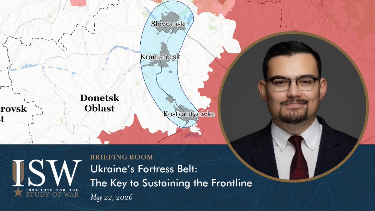 VIDEO: After four years of war, Ukraine’s lines are holding. Russia’s battlefield gains have stalled as Ukraine amps up its strike campaigns. The cornerstone of Ukraine’s defense is the Fortress Belt, a concentration of four large cities that Russia hasn’t been able to seize since 2014. ISW Director of Innovation and Open Source Tradecraft George Barros explains why the Fortress Belt is optimized for defense across nearly every possible topographical and geographical characteristic relevant for military terrain analysis.