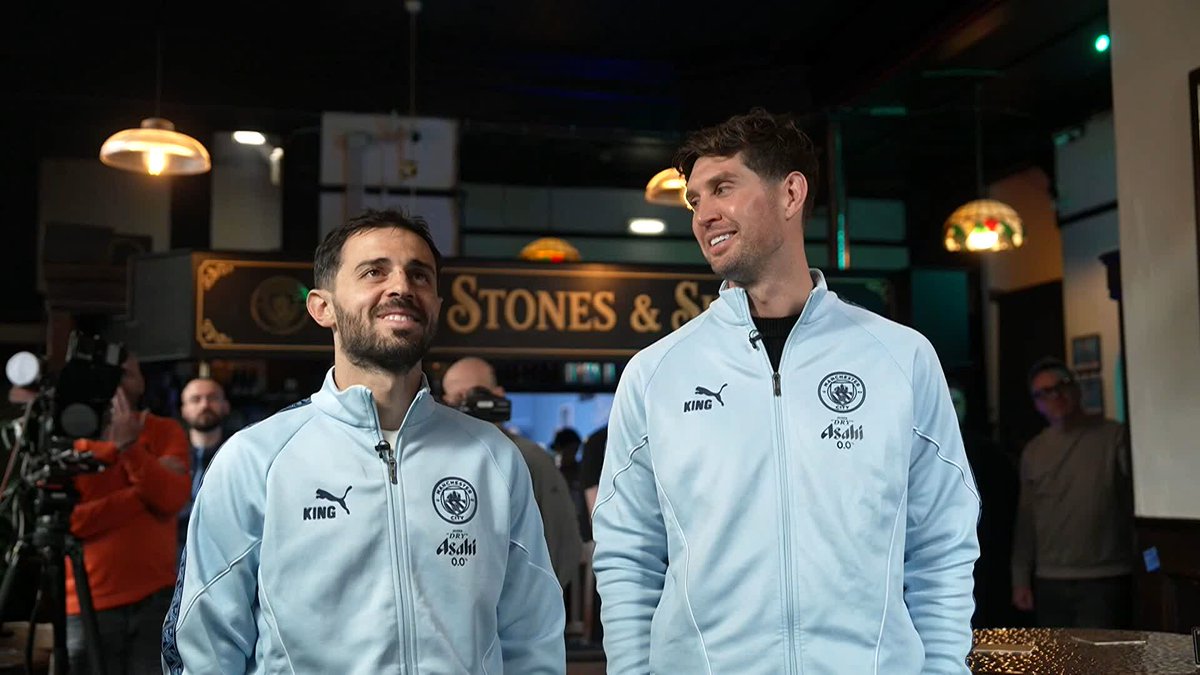 John Stones and Bernardo Silva watching a career montage 🎬🍿