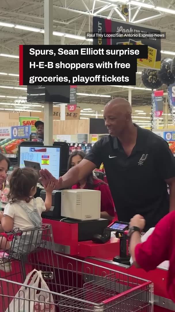 Shoppers at a San Antonio H-E-B expected a routine grocery run Thursday afternoon. Instead, many left with free groceries, Spurs playoff tickets and a memory they likely will not forget anytime soon.