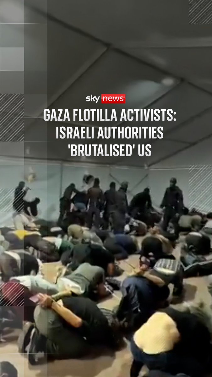 Israel's handling of the flotilla faced international criticism after far right security minister Itamar Ben-Gvir mocked detainees Activists on a humanitarian aid flotilla to Gaza seized by Israel have accused the military of sexual assault and violence while they were in detention. @SkyNewsAdam reports.