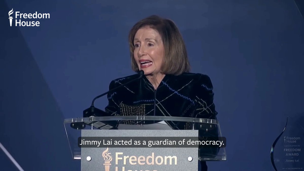 “Every time we say Jimmy Lai’s name, we send a message to Beijing and to all who imprison people for their beliefs: we remember, we are watching, and we will not stop until Jimmy Lai and all political prisoners are free.” At Freedom House’s Annual Awards and 85th Anniversary celebration, Nancy Pelosi and Robert C. O'Brien honored Jimmy Lai as he received the Freedom Award. #FreeJimmyLai #FreedomHouse85 #FreeJimmyLai