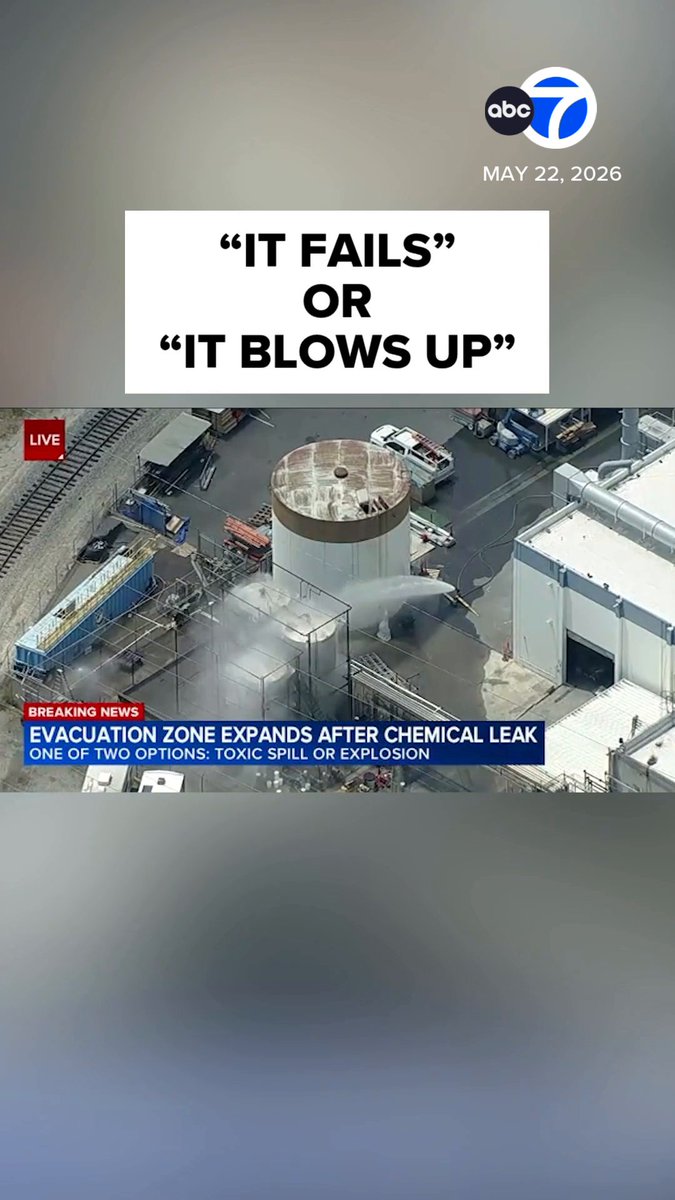 “It fails” or “it blows up.” Evacuation orders were reissued Friday for thousands of residents and schools were closed in Garden Grove due to continued concerns about a toxic chemical leaking from a large storage tank at an aerospace facility. "There are literally two options left remaining: one, the tank fails and spills a total of about six-to-seven thousand gallons of very bad chemicals into the parking lot in that area -- or two, the tank goes into a thermal runaway and blows up, affecting the tanks around them that have chemicals in them as well."