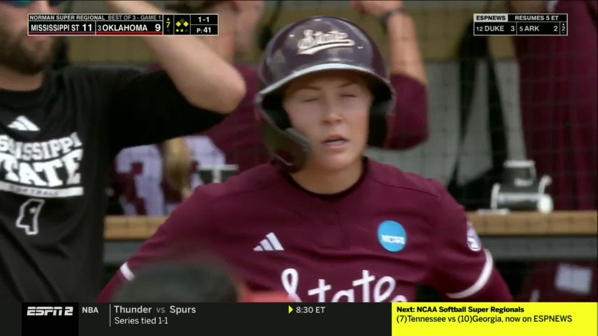 .Mississippi State Softball takes the lead in the 7th 👏 #RoadToWCWS x 🎥 ESPN2