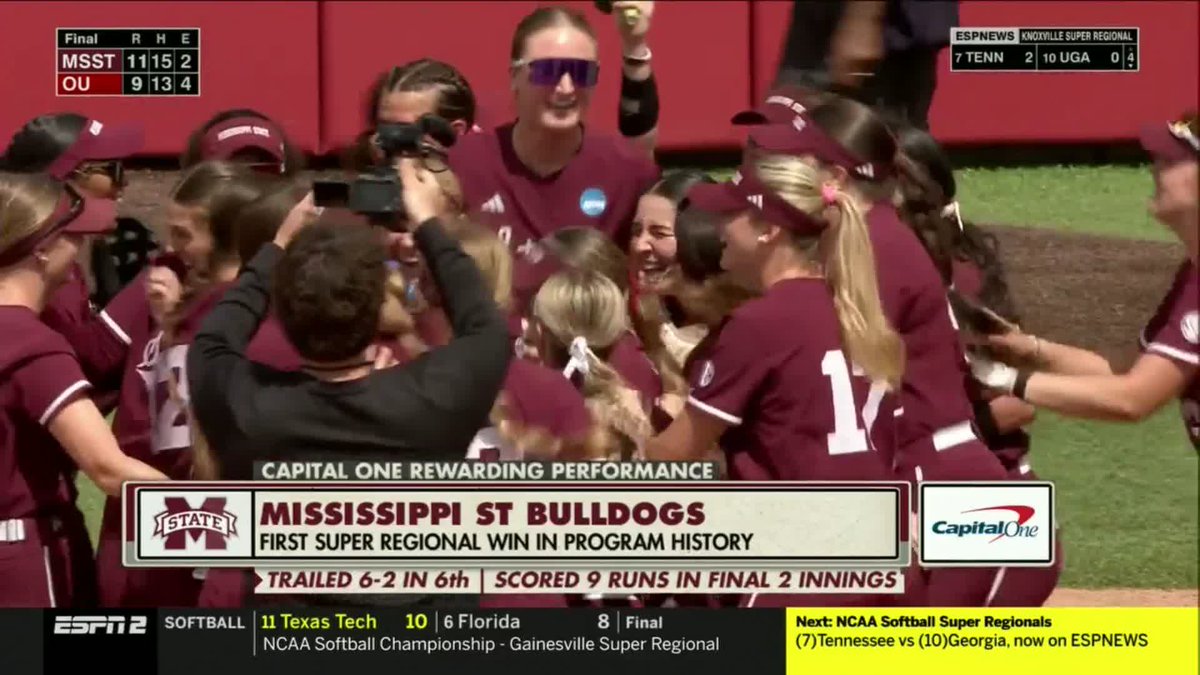 DAWGS TAKE GAME 1๏ธโฃ ๐ฅณ #RoadToWCWS x ๐ฅ ESPN2 / Mississippi State Softball