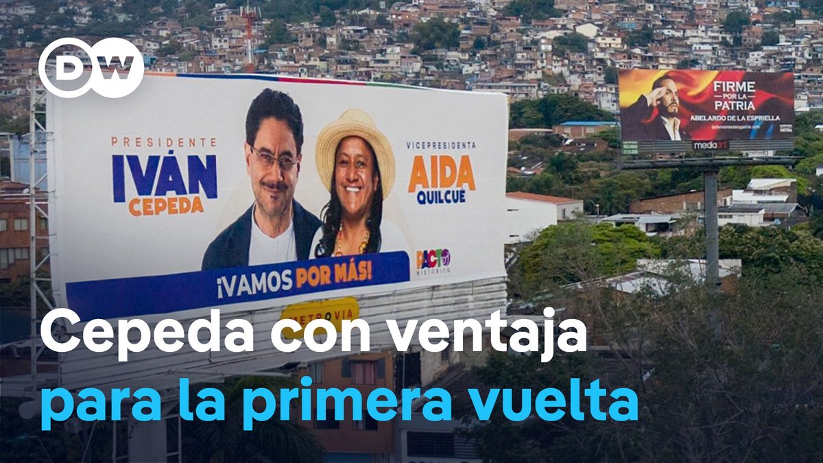 Iván Cepeda lidera últimas encuestas para presidenciales en Colombia A diez días de las presidenciales en Colombia, el senador izquierdista Iván Cepeda sigue a la cabeza de las encuestas, por delante de Abelardo de la Espriella y de Paloma Valencia, apoyada por el expresidente Álvaro Uribe. Pero según algunos sondeos, la clara ventaja de actual de Cepeda no le alcanzaría para imponerse en el probalbe escenario de una segunda vuelta electoral.