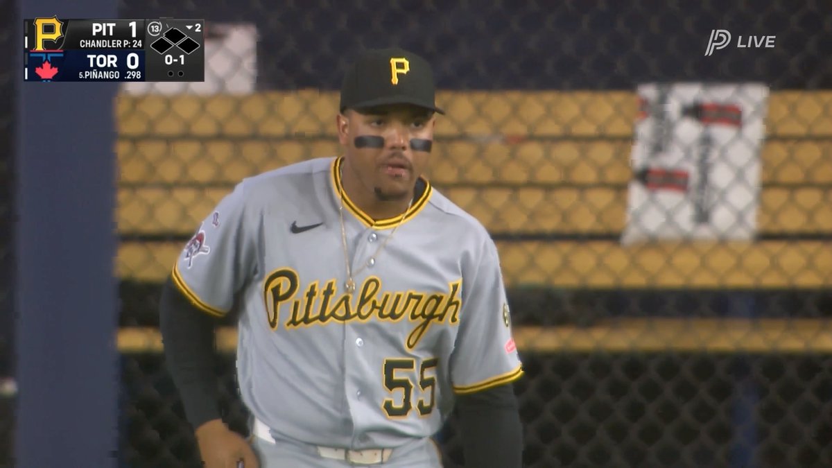 Esmerlyn Valdez is making his MLB debut on the same night that his childhood hero, José Bautista, throws out the first pitch prior to the game ❤️ Hannah Mears 🎤