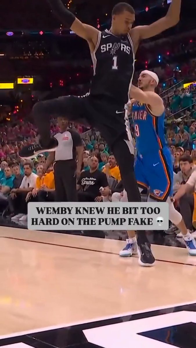 Wemby knew he was going to be called for the foul after Alex Caruso got him in the air. 😅