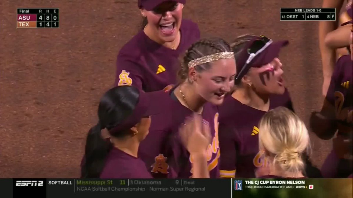 Sun Devlis take down the Longhorns in game one 👀 #RoadToWCWS x 🎥 ESPN2 / Sun Devil Softball