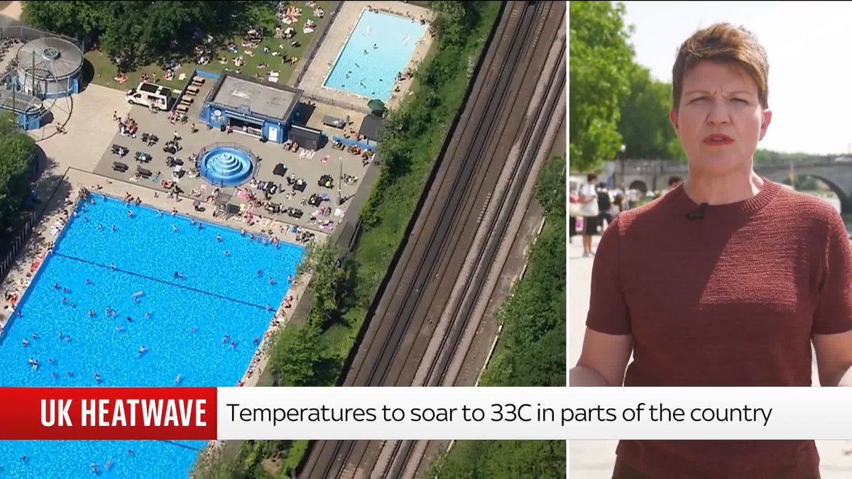 'It's getting hotter by the hour' Sky Correspondent emma birchley reports as temperatures over the bank holiday weekend are anticipated to climb to 30C in parts of the UK. Bank holiday latest: 📺 Sky 501 and YouTube
