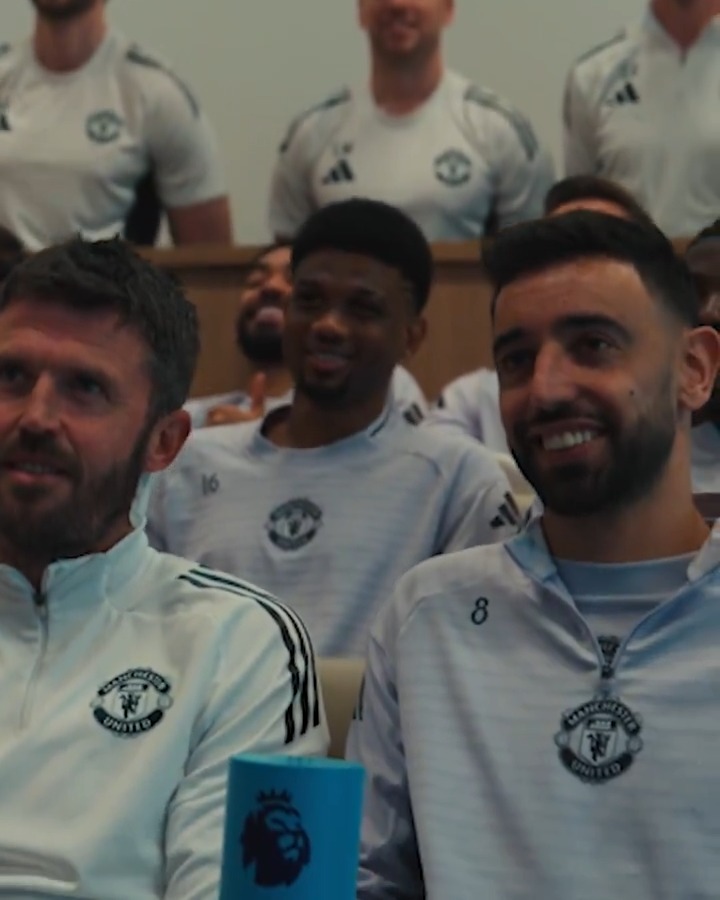 Michael and Bruno both gave speeches at Carrington earlier today, as the group celebrated our captain's #PL award ❤️🏅