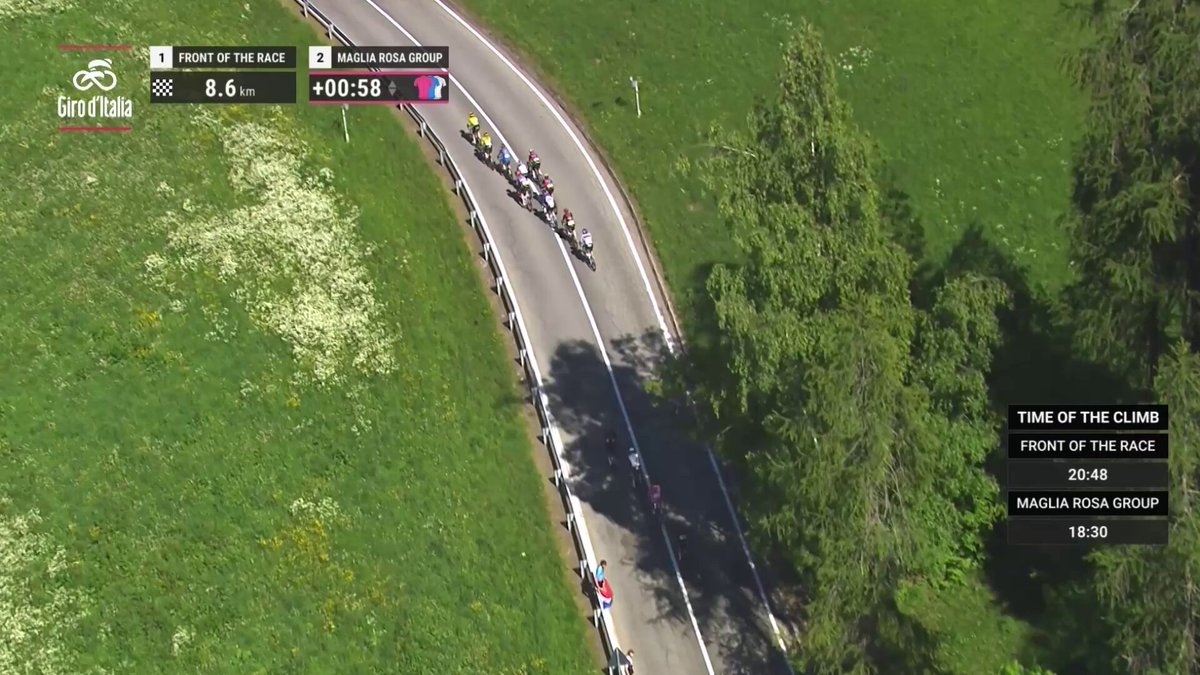 🩷 Afonso Eulalio was on the edge for a long time, but the rubberband has snapped! The Maglia Rosa is dropped with more than 8 km remaining 👀 📺 Follow the #Giroditalia on TV, and on socials, wherever you are 🌐