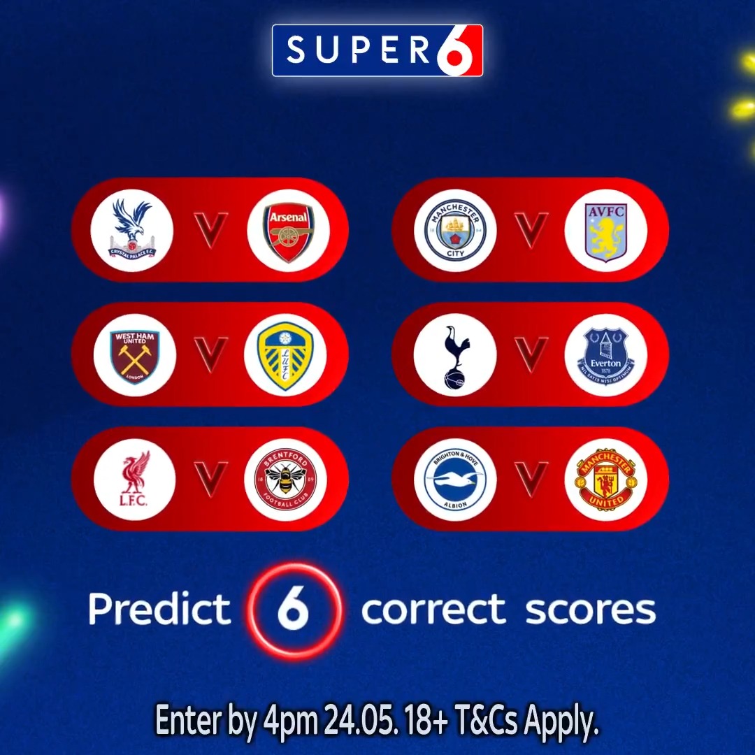 Will Spurs avoid relegation?! 🤔 42% of Super 6 players think they’ll beat Everton on Sunday and guarantee their Premier League survival 😅 Have your say on this clash alongside five other Super 6 fixtures for a free shot at the £250k jackpot tomorrow – good luck!